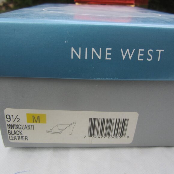 9 WEST NWINGUANTI BLACK LEATHER W/TORTOISE SHELL HEEL CLASSY SHOE - Picture 2 of 7